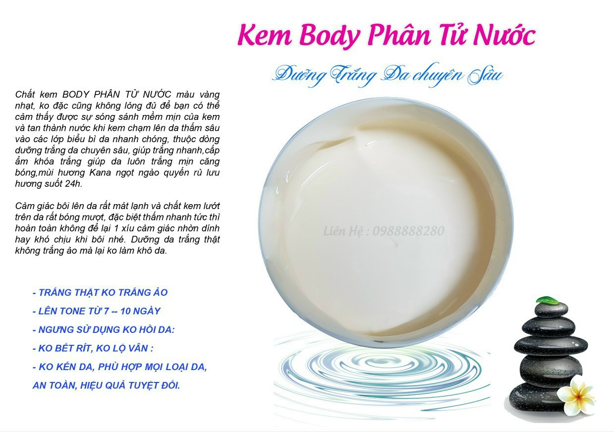 kem body phân tử nước